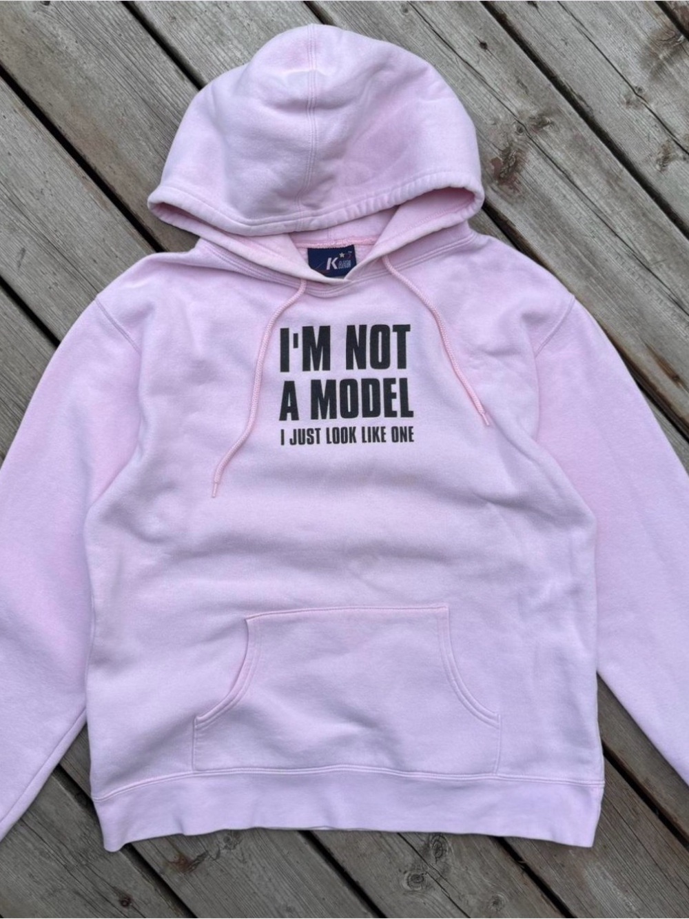 Pink Graphic Hoodie "I'm Not A Model"
